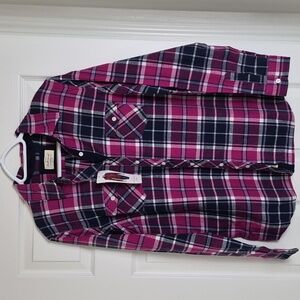 Weatherproof Plaid Button Up Shirt size Large Pink and Navy BNWT